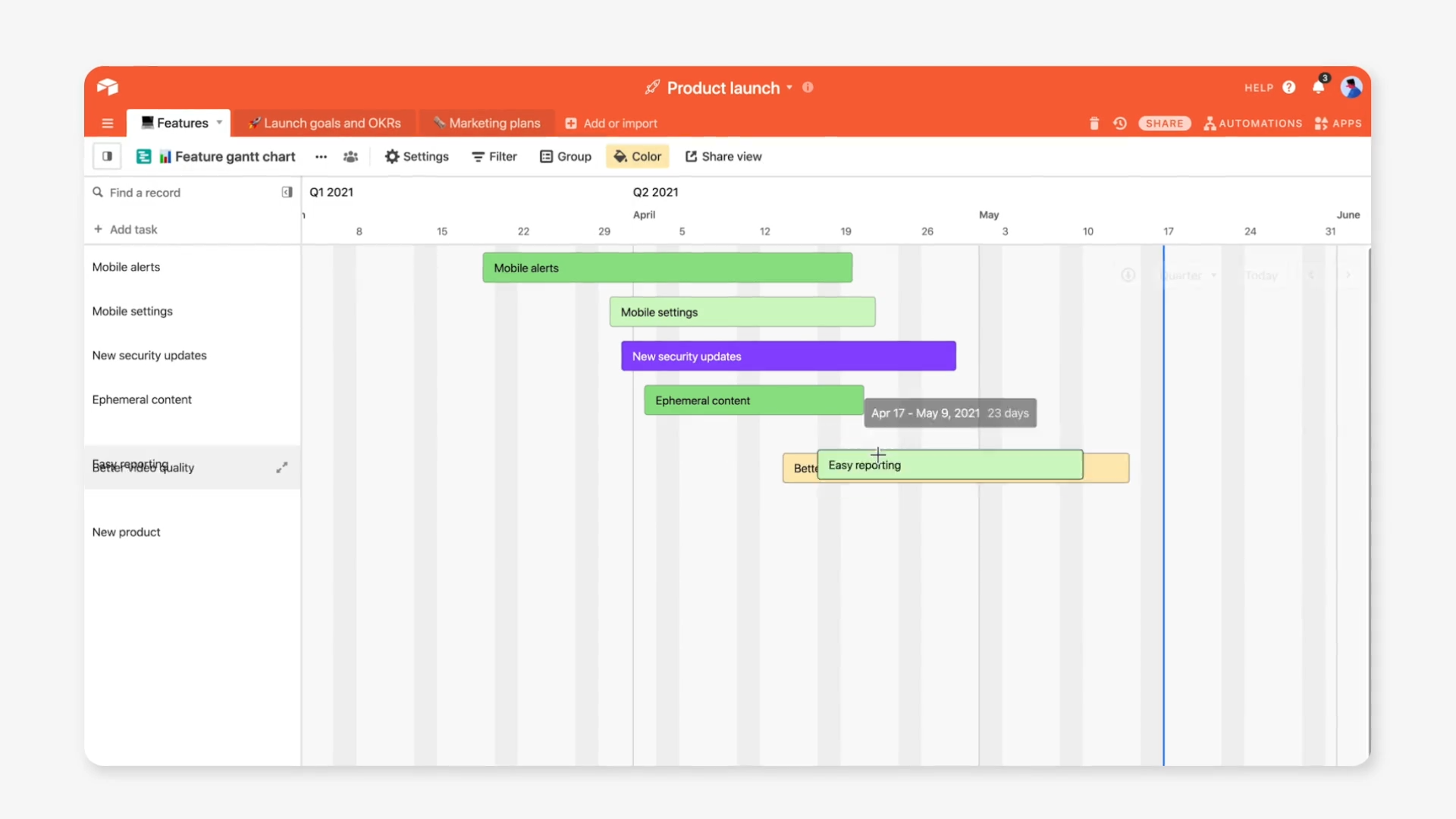 Template tour: Product launch tracker